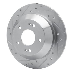 Hyundai Santa Fe Brake Rotor (1) - Rear Left - R1 Concepts - Drilled & Slotted - Silver - `10-`21
